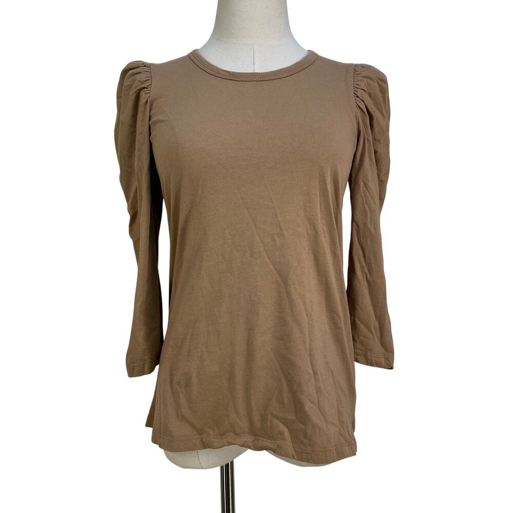 Pomander Place Tan Vesty Long Sleeve Crewneck Top Blouse
